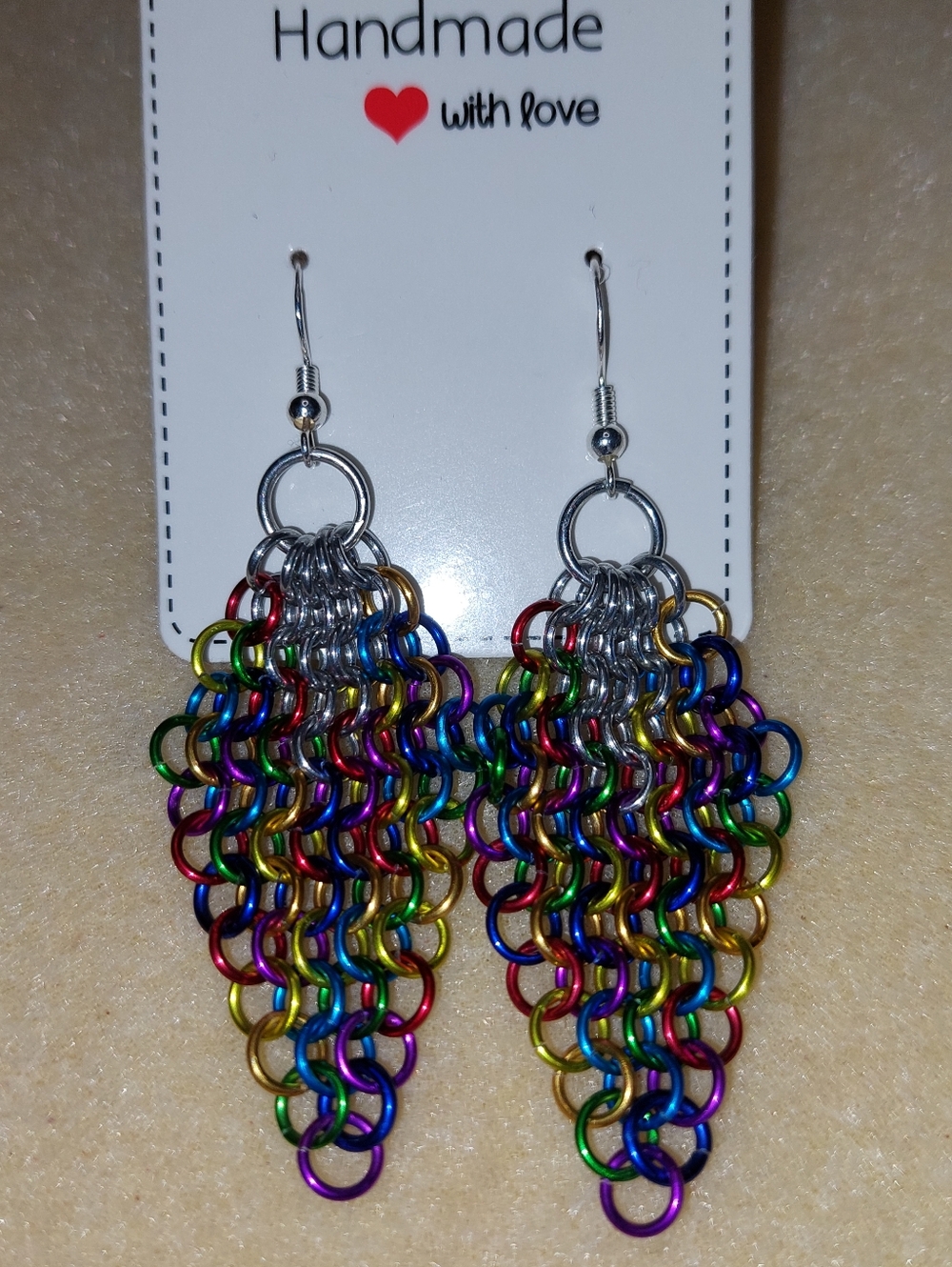 Handmade Pride Chainmaille Dangle Earrings